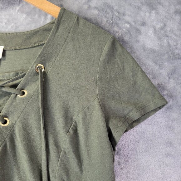 Chico’s Womens‎ Lace Up Tunic Top 1 (M/8) Green Casual Everyday Stretch Vibe - Picture 3 of 10